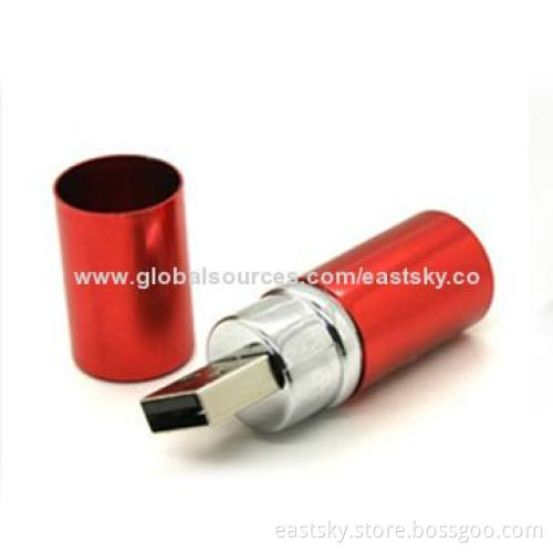 Metal Lipstick USB Drive in Lipstick Design, with 64MB to 32GB Capacity, Waterproof, Dust-proof